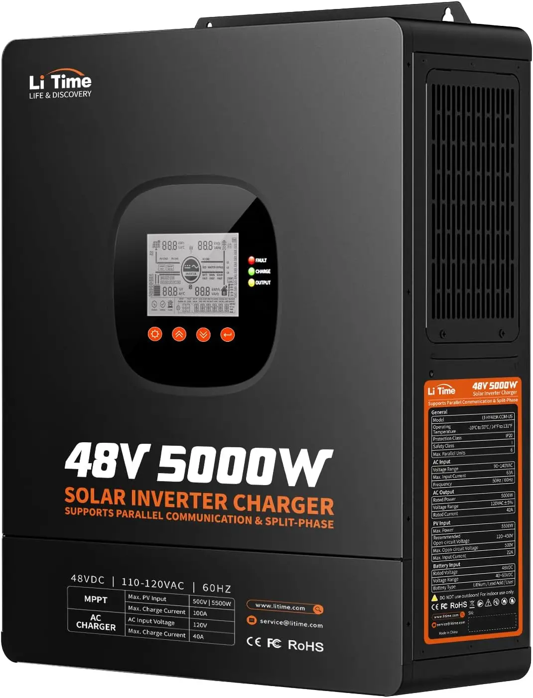 Parallel Solar Inverter 48V 5000W Mppt - LiTime 5000W Solar-Hybrid-Wechselrichter-Ladegerät, 48V DC zu