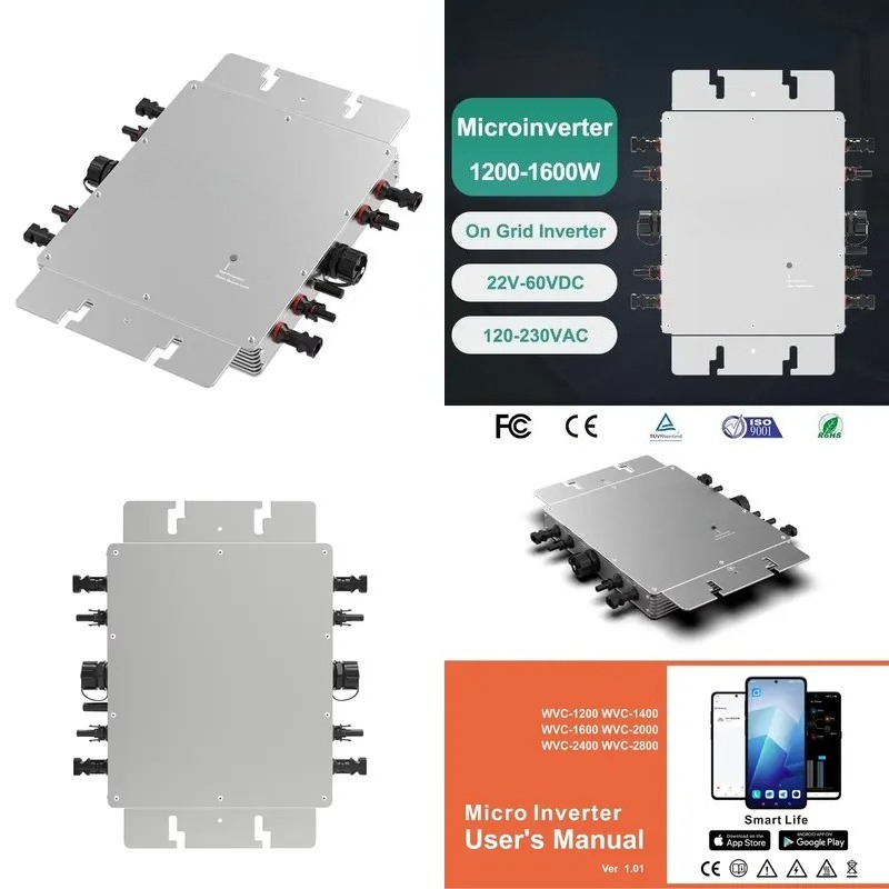 Micro Inverter 1400W Solar Grid Tie - Smart App WLAN-Überwachung Mikrowechselrichter 1600W 1400W